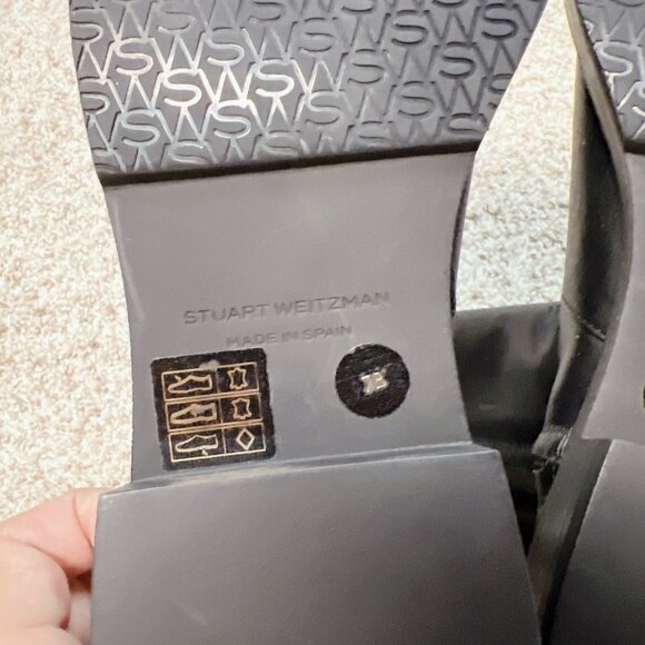 Stuart Weitzman 5050 Bold Zip Bootie Ankle Boots Black Leather US 7 - Made SPAIN - Picture 11 of 12